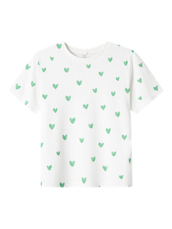 Se NAME IT T-shirt Farso Bright White Green Hearts hos SmartKidz