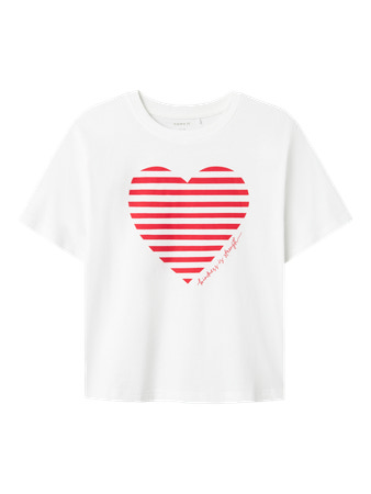 Se NAME IT T-shirt Fesko  Chinese Red Heart Bright White hos SmartKidz