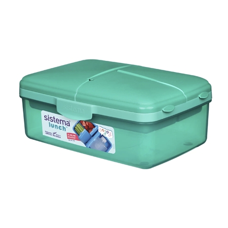 Se SISTEMA Madkasse Slimline Quaddie 1,5L Teal hos SmartKidz