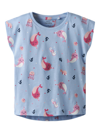 Se NAME IT T-shirt Vigga Chambray Blue Whales hos SmartKidz