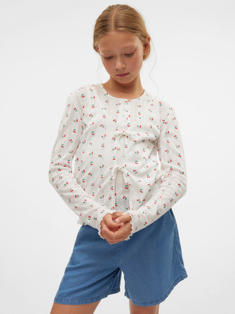 Se Vero Moda Girl Sløjfe Cardigan Marie Snow White Strawberry hos SmartKidz