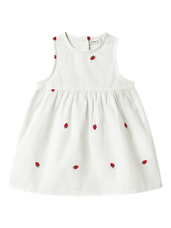 NAME IT Spencer Kjole Derilla Bright White Stawberry