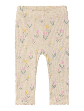Se NAME IT Rib Leggings Flowerkab Peyote Melange hos SmartKidz