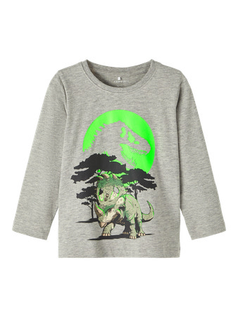 Se NAME IT Jurassic Park Bluse Pjank Grey Melange hos SmartKidz