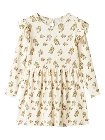 LIL ATELIER Rib Kjole Gavo Enk Turtledove Lemon