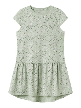 Se NAME IT Kortærmet Kjole Vigga Aqua Gray Floral hos SmartKidz