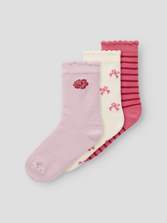 Se NAME IT 3-Pak Strømper Kimi Cloud Dancer Burnished Lilac + Rapture Rose hos SmartKidz