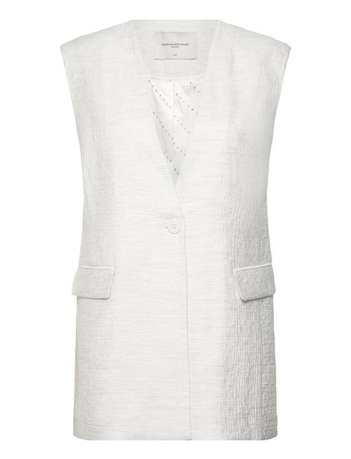 Cmbrie-Waistcoat Is A Long Waistcoat In A Light Textured Material With A Straigh Copenhagen Muse White
