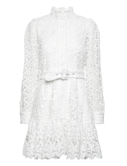 Slfsilja Ls Embroidery Short Dress Solid Selected White