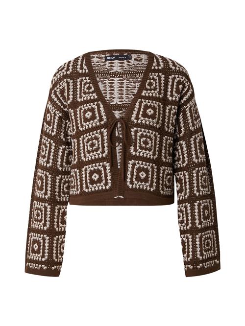 ONLY Cardigan 'ONLLOA'  mørkebrun / hvid