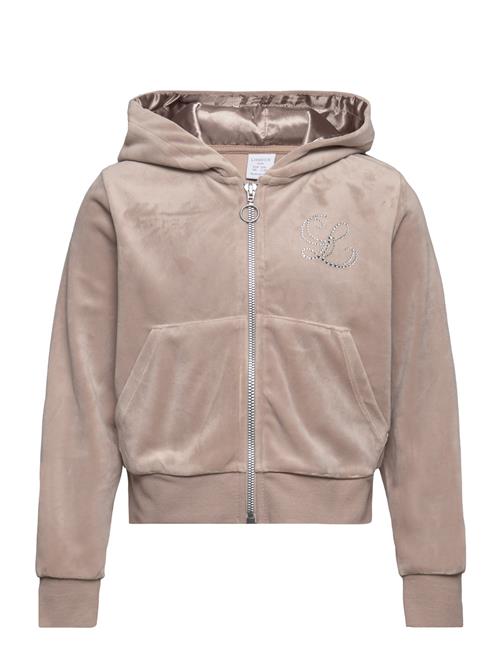 Sweater Zip Hood Velour Lindex Beige