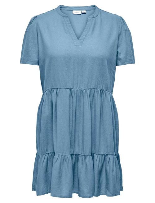 Cartiri-Caro S/S V-Neck Lin Dress Tlr ONLY Carmakoma Blue