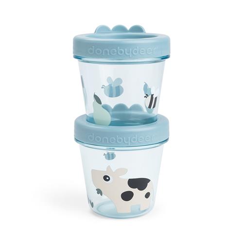 Done by Deer Baby Food Container 2-Pack Tiny Farm Blue Blue One Size  Blå  One Size  Unisex