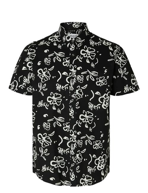 Slhregnew-Linen Shirt Ss Classic W Selected Black