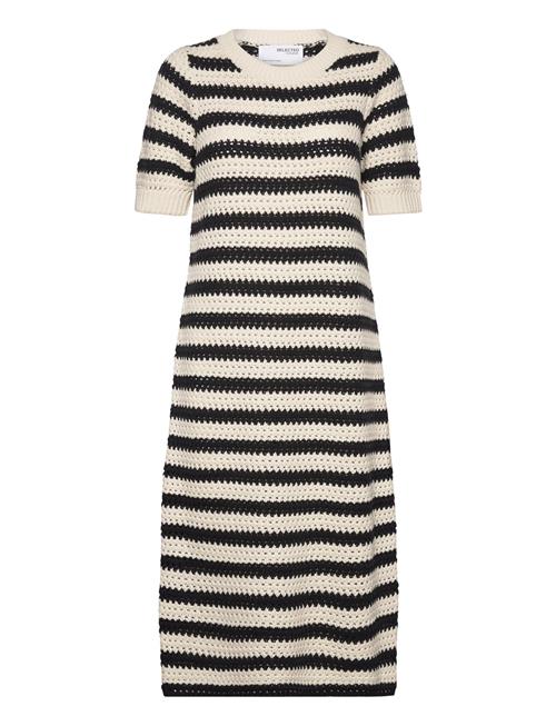 Slfalby Ss Long Knit Dress Selected Cream