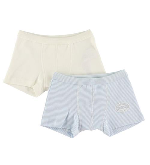 Se Petit Bateau Boxershorts - 2-pak - Hvid/Blå ved KidsWorld