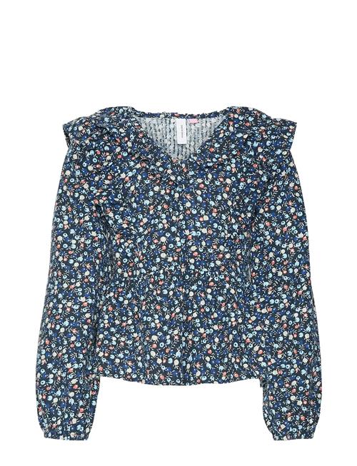 Vmfia Ls V-Neck Crop Top Wvn Girl Vero Moda Girl Blue