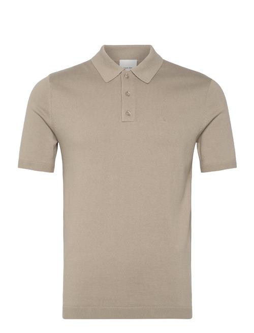 Se Knitted Supima Cotton Polo S/S Calvin Klein Beige ved Booztlet