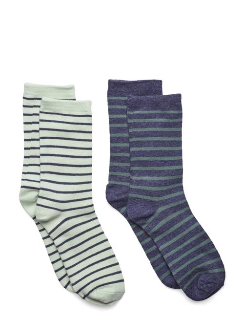 2 Pack Striped Socks Mango Navy
