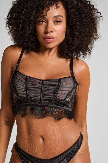 Se Hunkemöller Ikke-formstøbt longline bøjle-bh Cynthia sort ved Hunkemøller