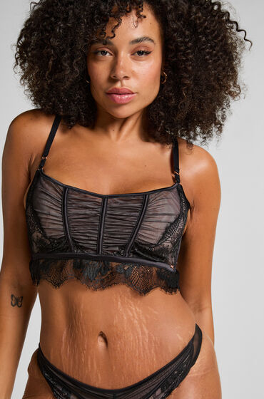 Hunkemöller Ikke-formstøbt longline bøjle-bh Cynthia sort