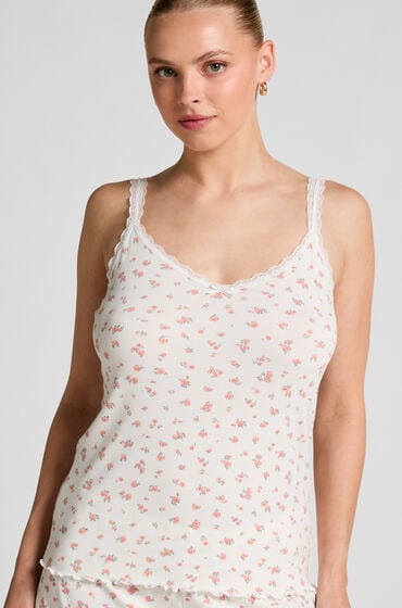 Hunkemöller Ribstrikket cami med blonde Hvid