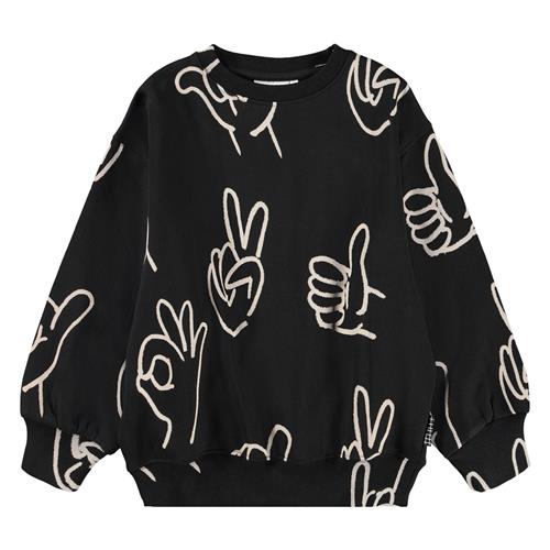 Molo Monti Sweatshirt Drawn Hands  Drawn Hands 92 cm  Sort  92 cm  Unisex