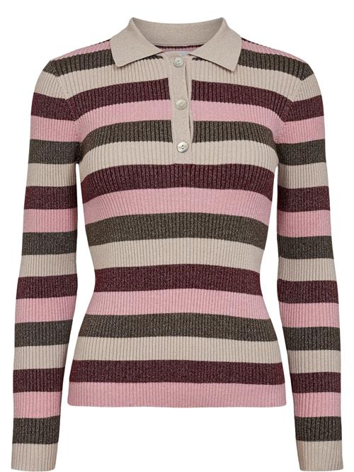 NÜMPH Pullover 'MORAS'  stone / grøn / lyserød / vinrød
