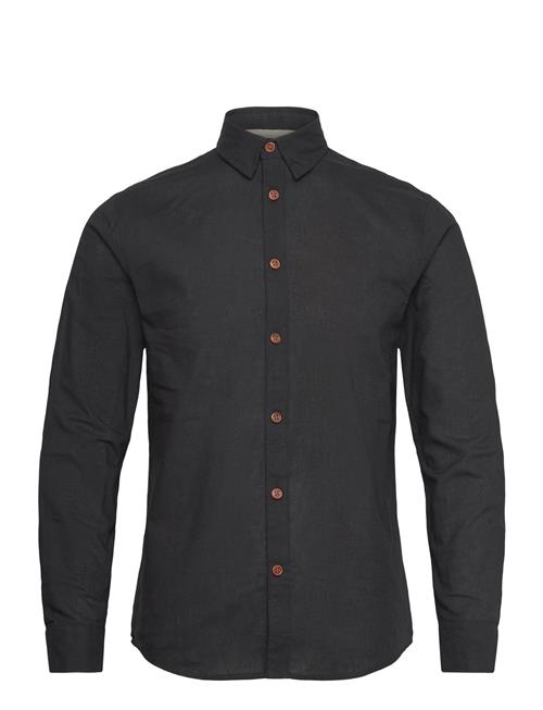 Akleif L/S Cot/Linen Shirt Anerkjendt Black