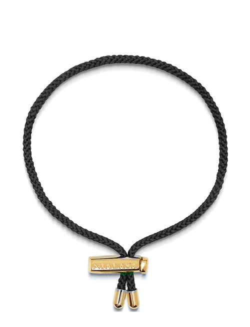 Men's Black String Bracelet With Adjustable Gold Lock Nialaya Gold