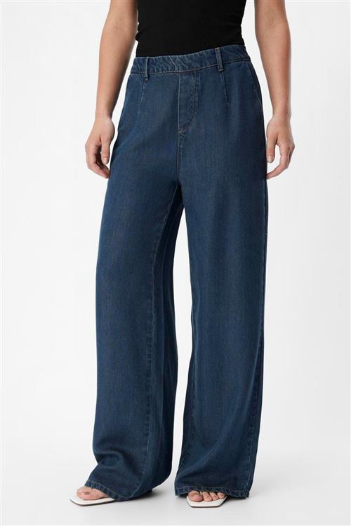 Frame Lisa Wide Pants - Mørkeblå Denim Rinse Wash - Object