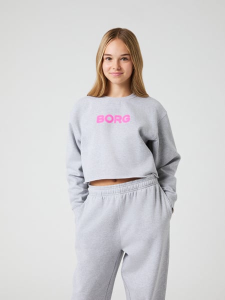 Björn Borg Borg Oversized Cropped Sweatshirt Grå, 146-152