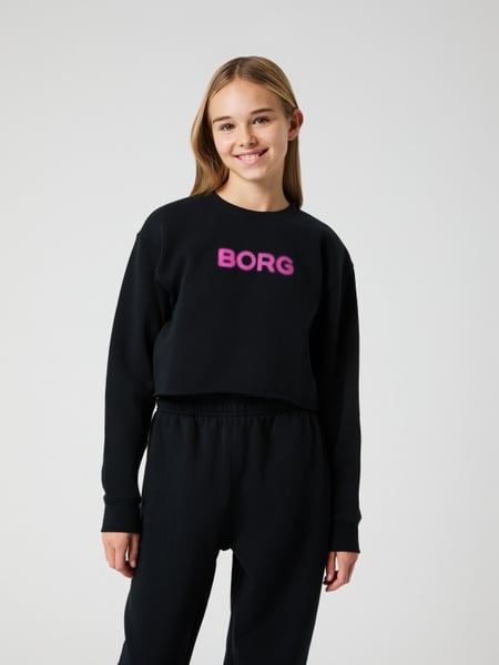 Björn Borg Borg Oversized Cropped Sweatshirt Sort, 122-128