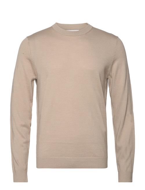 Slhtown Merino Coolmax Knit Crew B Selected Beige