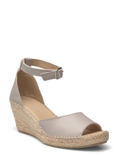 Slfingrid Leather Wedge Espadrilles Selected Beige
