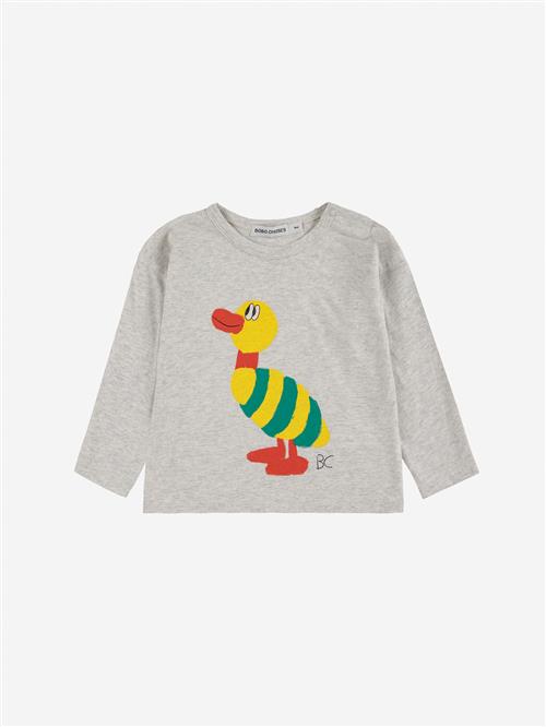 Bobo Choses Striped Duck T-shirt Light Heather Grey  Light Heather Grey 18 Months  Grå  18 måneder  unisex
