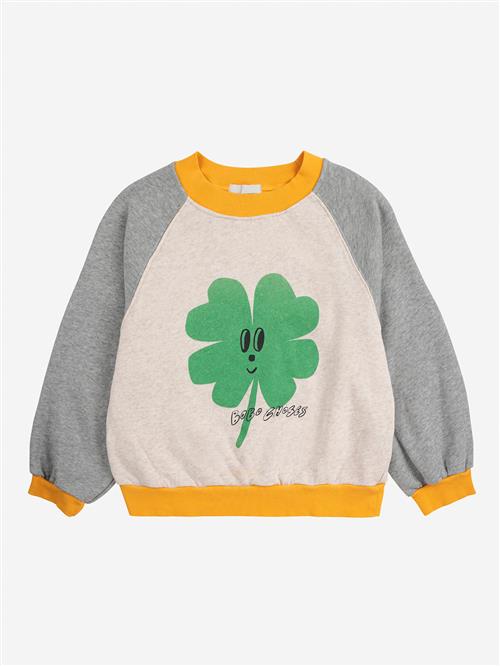 Bobo Choses Lucky Clover Ranglan Sleeve Sweatshirt Heather Grey  Heather Grey 6-7 Years  Grå  6-7 år  mand