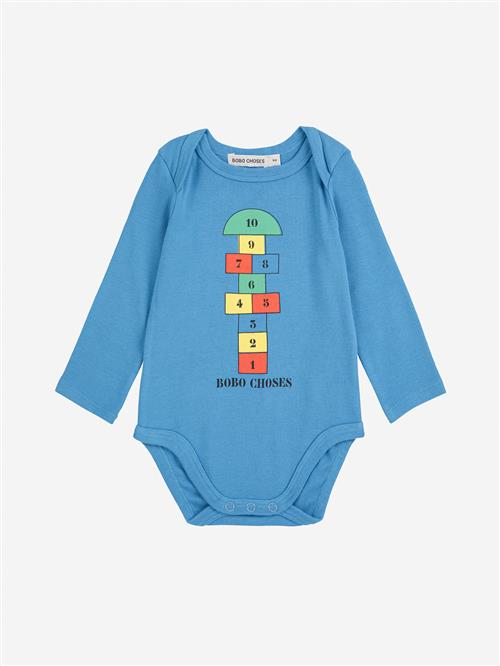 Bobo Choses Hopscotch Langærmet Body Blue  Blue 12 Months  Blå  12 måneder  Unisex
