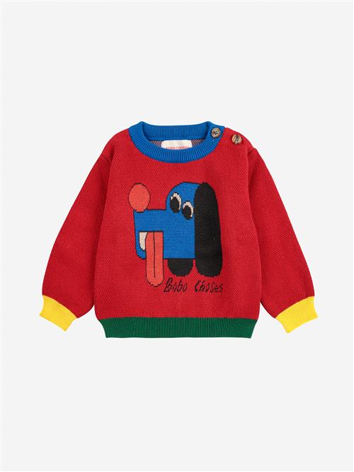 Bobo Choses Doggy Mate Jacquard-jumper Red  Red 12 Months  Rød  12 måneder  Unisex