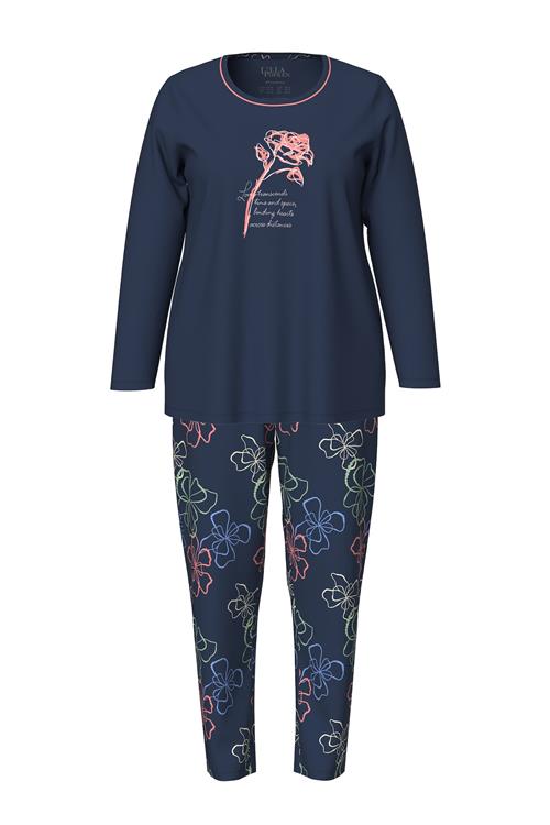 Ulla Popken Pyjamas 'Points of Passion'  natblå / grøn / lyserød / hindbær