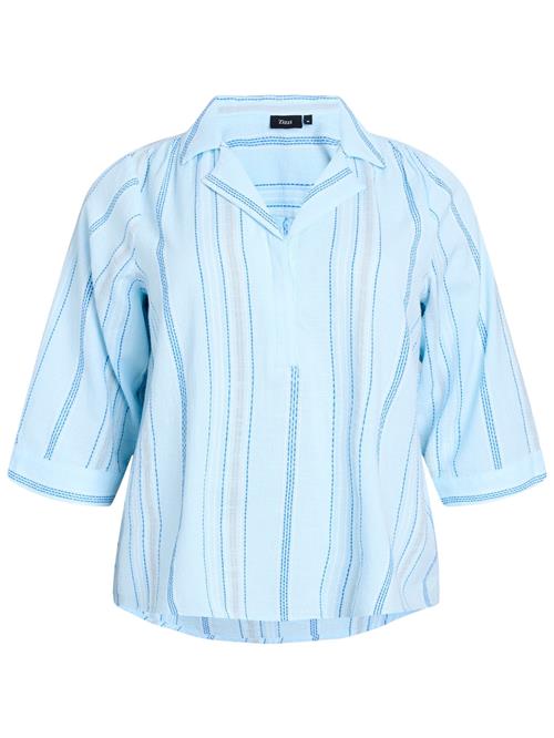 Zizzi Bluse 'EMILIO'  beige / blå / lyseblå / hvid