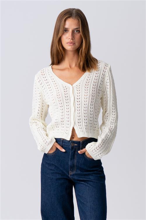 Virginia Strik Cardigan - Ecru - M - TeeShoppen