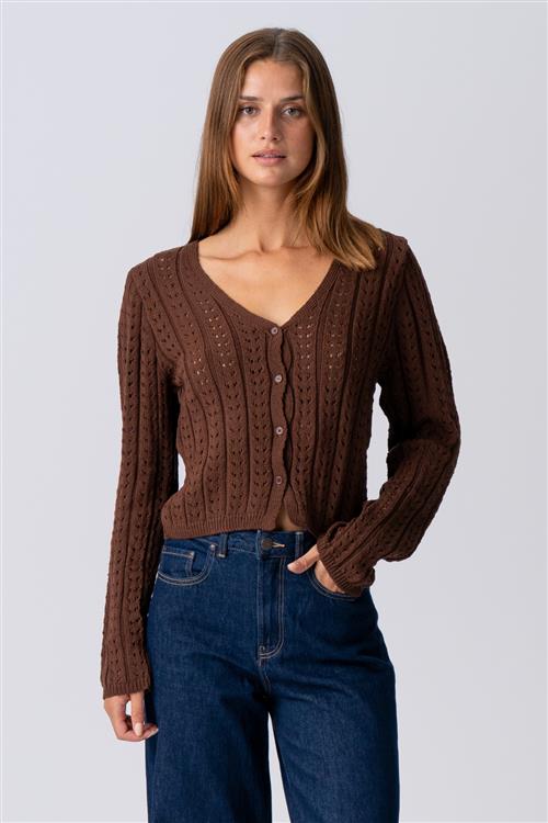 Virginia Strik Cardigan - Brun - L - TeeShoppen