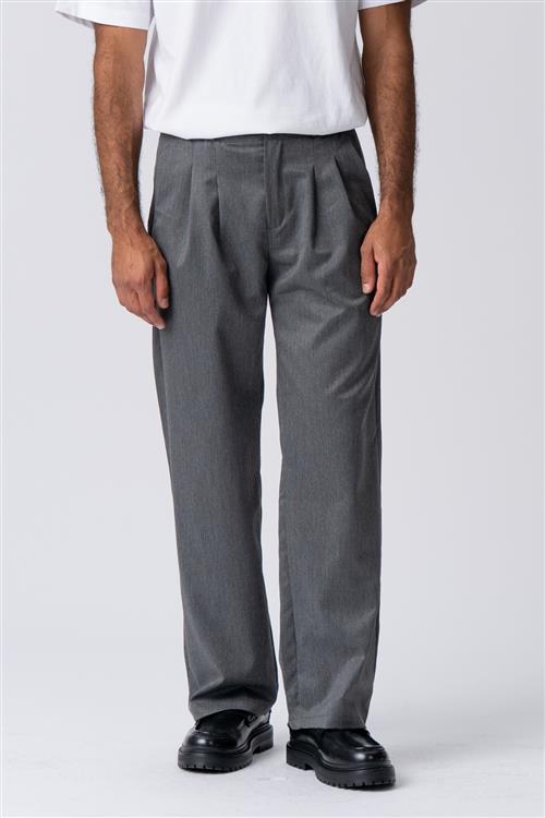 Pleated Wide Pants - Lys Grå - 32/32 - TeeShoppen