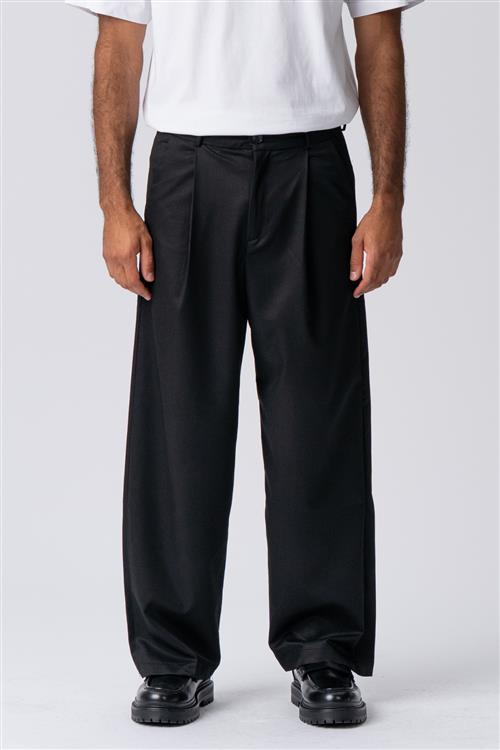 Pleated Wide Pants - Sort - 31/32 - TeeShoppen