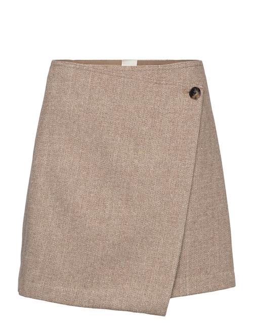 Yassummer Hw Short Wool Mix Skirt YAS Beige
