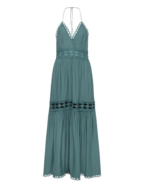 Cmasleah-Dress Is A Long Dress In A Premium Material With Cut-And-Sew Lace For A Copenhagen Muse Green
