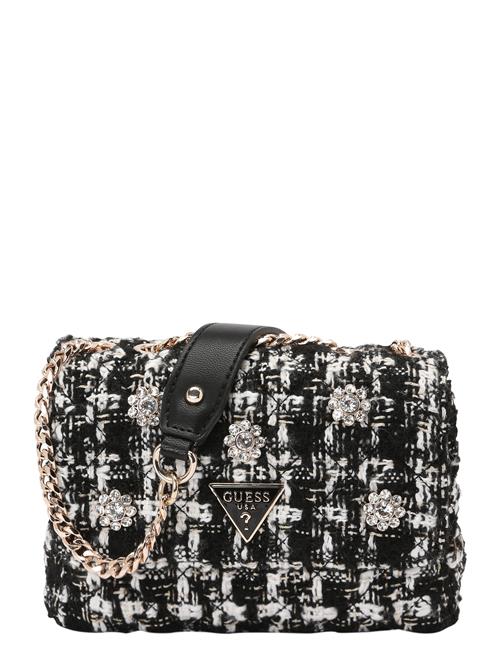 GUESS Skuldertaske 'EVERLEE MINI CNVRTVLE XBDY FLP'  sort / hvid