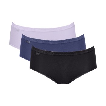 Sloggi Trusser 3P Basic Plus Midi Colored Sort/Blå bomuld 50 Dame