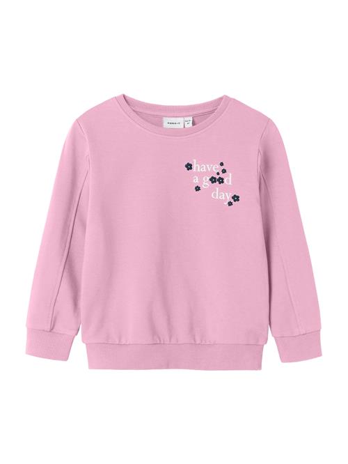 NAME IT Sweatshirt 'NMFLINKA'  lyserød / sort / hvid